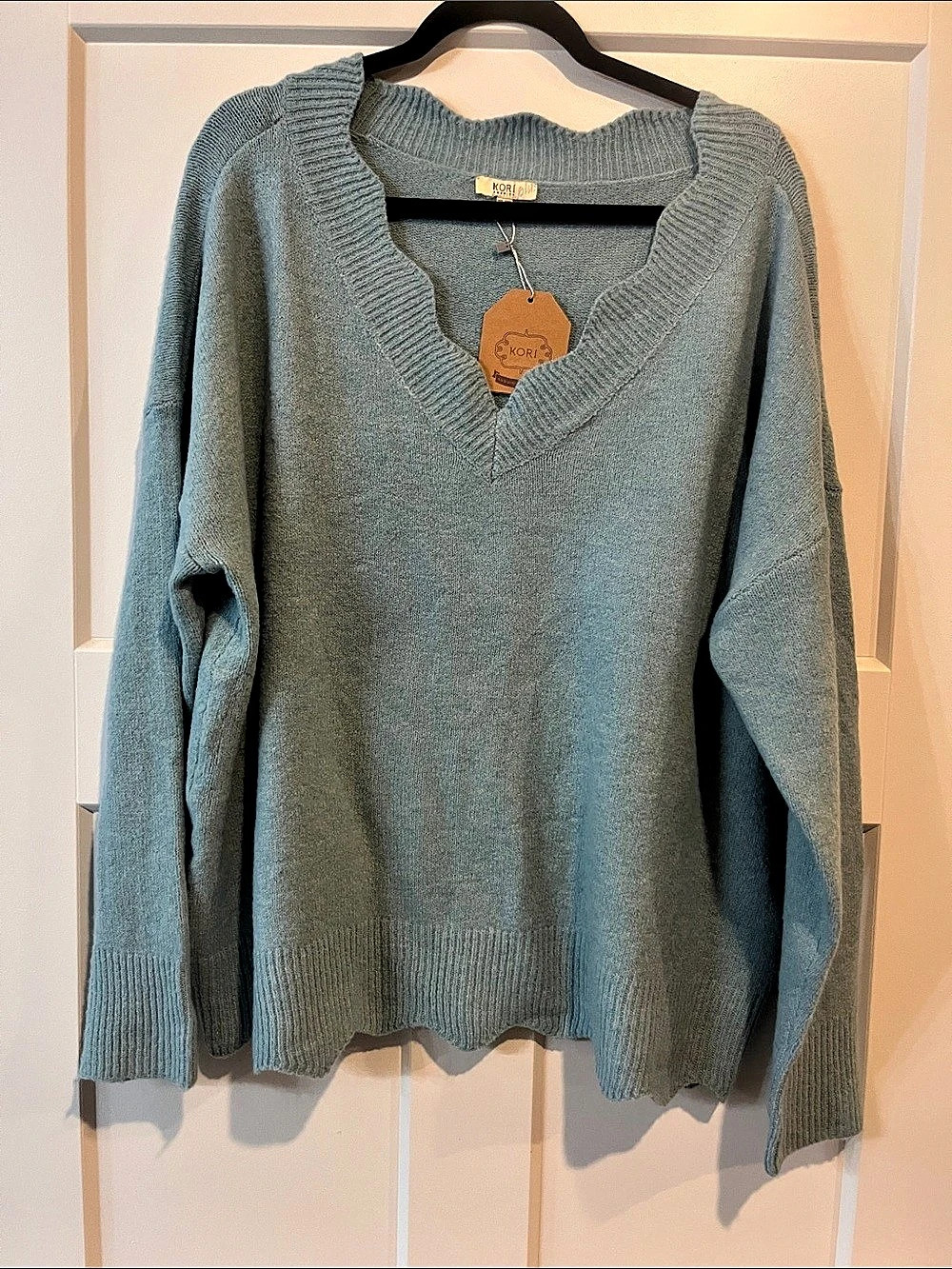 Kori Heather Blouse Sweater Knit Sweater in Blue Size 1X / 2X NWT